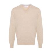 Beige Sweaters voor Stijlvolle Look Brunello Cucinelli , Beige , Heren