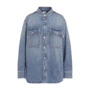 Blauwe Denim Shirt Vintage Stijl Bottega Veneta , Blue , Dames