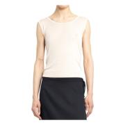 Geribbelde Mouwloze Sweater Lemaire , White , Dames