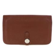 Pre-owned Leather wallets Hermès Vintage , Brown , Dames