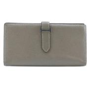 Pre-owned Leather wallets Hermès Vintage , Gray , Dames