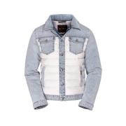 Denimjack met ganzendons quilten Moorer , Blue , Heren