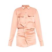 Satijnen jurk Off White , Orange , Dames