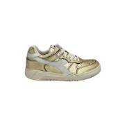 Metallic Sneaker - Gouden Distressed Effect Diadora , Yellow , Unisex