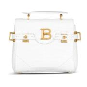 B-Buzz 23 tas in krokodileffect-geëmbosseerd leer Balmain , White , Da...