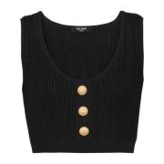 Eco-ontworpen gebreide crop top Balmain , Black , Dames