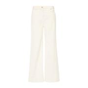 Witte Corduroy Wijde Pijp Broek Pinko , White , Dames