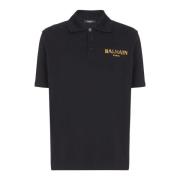 Vintage geborduurd katoenen poo shirt Balmain , Black , Heren