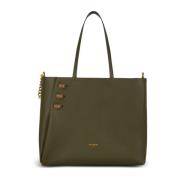 Emblème leren tote tas Balmain , Green , Dames