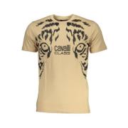 Print Logo Ronde Hals T-Shirt Cavalli Class , Beige , Heren