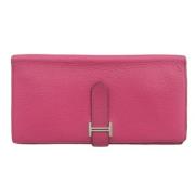 Pre-owned Leather wallets Hermès Vintage , Pink , Dames