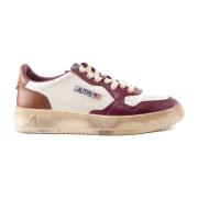 Witte/Paarse Leren Sneakers met Distressed Look Autry , Purple , Dames