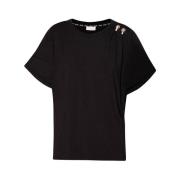 Zwart Trendy Logo Print T-shirt Liu Jo , Black , Dames