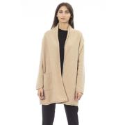 Lang Vest met Fijne Geribbelde Manchetten Alpha Studio , Beige , Dames