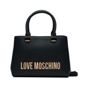 Zwarte handtas met gouden details Moschino , Black , Dames