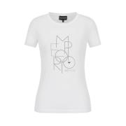 Korte Mouw T-shirt Emporio Armani , White , Dames