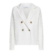 Gele Wol Kasjmier Peacoat Kabelbrei Max Mara , White , Dames