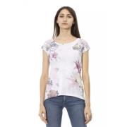 Witte Katoenmix Tee met Gedurfd Print Trussardi , White , Dames