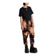 Katoenen joggingbroek met verbrande print Balmain , Brown , Heren