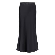 Satin Midi Rok vera mont , Black , Dames