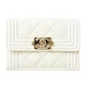 Pre-owned Leather wallets Chanel Vintage , White , Dames