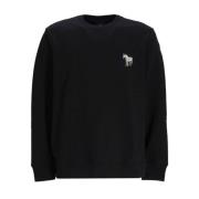 Zebra Logo Zwarte Katoenen Sweatshirt PS By Paul Smith , Black , Heren