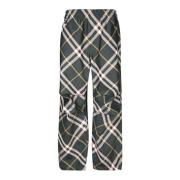 Groene Check Motief Broek Burberry , Green , Heren