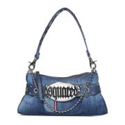 Blauwe Gothic Schoudertas met Riem Dsquared2 , Blue , Dames