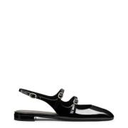 Kristal Gesp Slingback Platte Schoenen Stuart Weitzman , Black , Dames