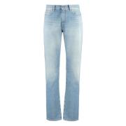 Straight-leg jeans met contraststiksels Versace , Blue , Heren