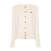 Ivoor Gebreid Vest met Orb Logo Vivienne Westwood , Beige , Dames