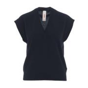 Blauwe Cashmere V-Hals Gebreide Kleding MVM , Blue , Dames