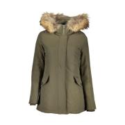 Groene Hooded Jas met Afneembare Bont Woolrich , Green , Dames