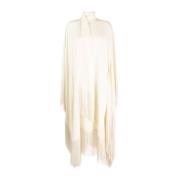 Ivoor Fringed Midi Jurk met Hoge Hals Taller Marmo , Beige , Dames