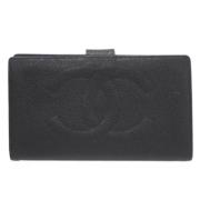 Pre-owned Leather wallets Chanel Vintage , Black , Dames