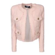 Roze Tweedjas met Gouden Knopen Balmain , Pink , Dames