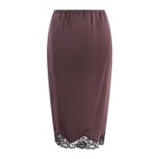 Satin Longuette Rok met Kant Pinko , Brown , Dames