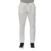 Elegante Witte Katoenmix Broek Trussardi , White , Heren