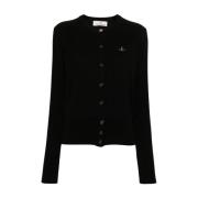 Zwarte Cardigan met Orb Logo Borduurwerk Vivienne Westwood , Black , D...