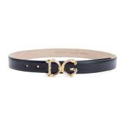 Kalfsleren riem in zwart Dolce & Gabbana , Black , Dames