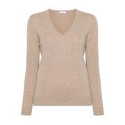 Beige Cashmere V-Neck Sweater Brunello Cucinelli , Beige , Dames