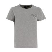 Liefdesvogels Geborduurd Katoenen T-shirt Pinko , Gray , Dames