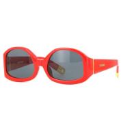 Rode Glossy Zonnebril met Grijze Lenzen Jacquemus , Red , Unisex