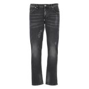 Zwarte Katoenen Jeans met Hexagon Patch Philipp Plein , Black , Heren