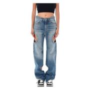 Vintage Blue Meteor Cut-Out Jeans Off White , Blue , Dames