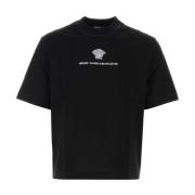 Stijlvol Zwart Katoenen T-Shirt Versace , Black , Heren