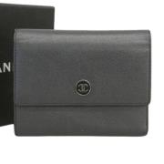 Pre-owned Leather wallets Chanel Vintage , Black , Dames