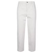 Stretch Katoen en Leren Broek Eleventy , White , Heren