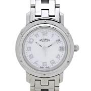 Pre-owned Stainless Steel watches Hermès Vintage , White , Dames