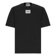 Zwart T-shirt met Logo Patch Moschino , Black , Heren